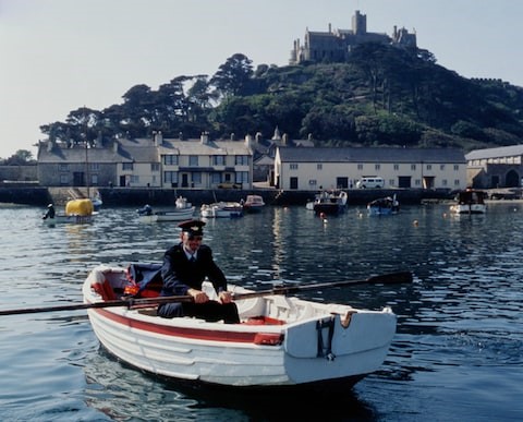 Boat rowing to St Michael's Mount